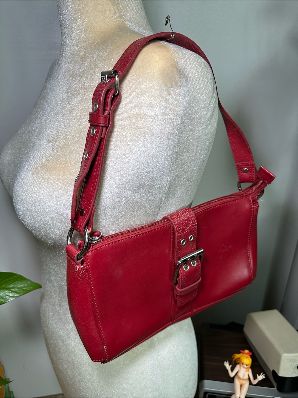 Wilsons Leather Red Leather Shoulder Bag